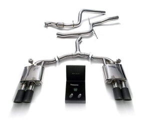ARMYTRIX Stainless Steel Valvetronic Catback Exhaust System Quad Carbon Tips Audi A4 2.0L TFSI B9 2WD 17+