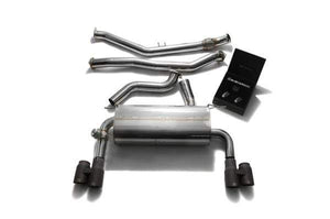ARMYTRIX Stainless Steel Valvetronic Catback Exhaust System Quad Matte Black Tips BMW 335i GT F34 13-15