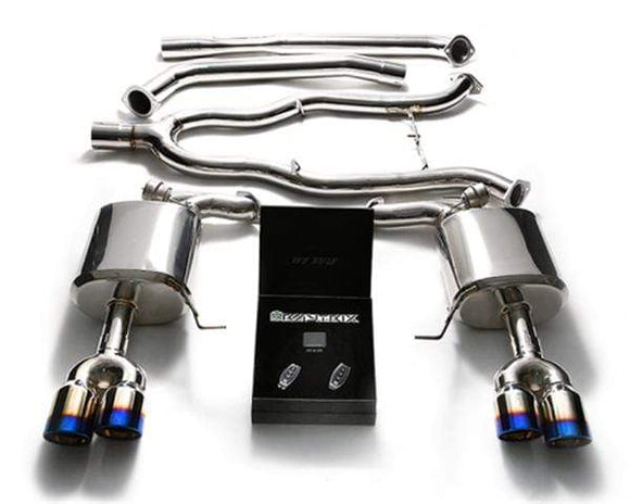 ARMYTRIX Stainless Steel Valvetronic Catback Exhaust System Quad Matte Black Tips BMW 5-Series F10 11-17