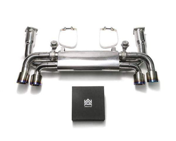 ARMYTRIX Stainless Steel Sport High-Flow Valvetronic Exhaust System Quad Blue Coated Tips Porsche 991.2 Carrera 17-18